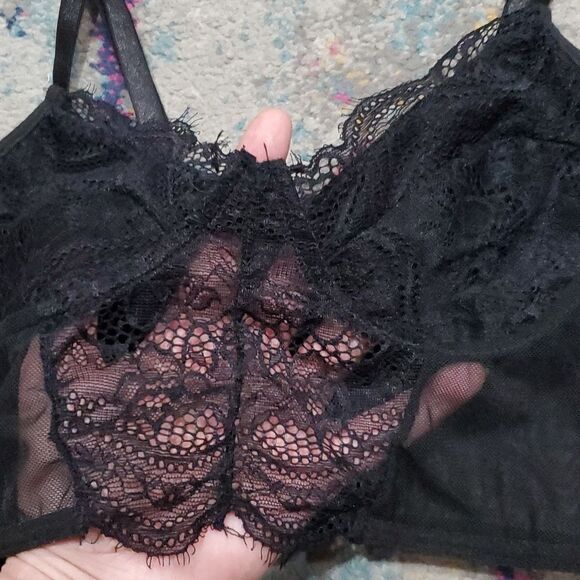 INC Sheer Peplem Blouse w/Gold Metallic & Bell Sleeves with Free Bralette - Picture 12 of 15